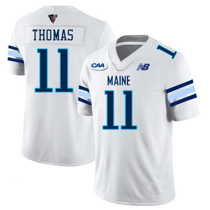 Maine Black Bears #11 Christian Thomas College Football Jerseys,Uniforms-White
